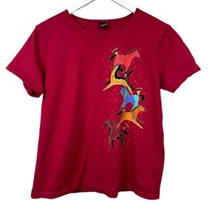 Sabaku Artwear NWOT Maroon Horse Short Sleeve Shirt Size Small